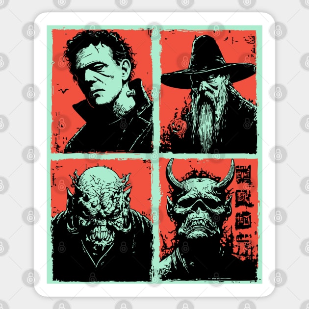 Classic Monsters Retro Horror Collage Sticker by TuncGK